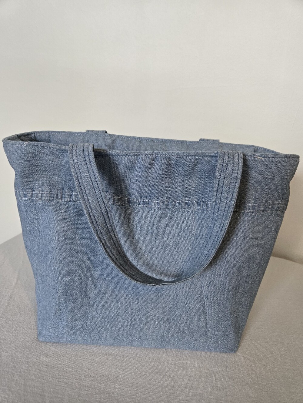 Handmade Lt Blue Orange Lightwt Tote Bag Hippie Beach Travel Cosmetic Toiletries